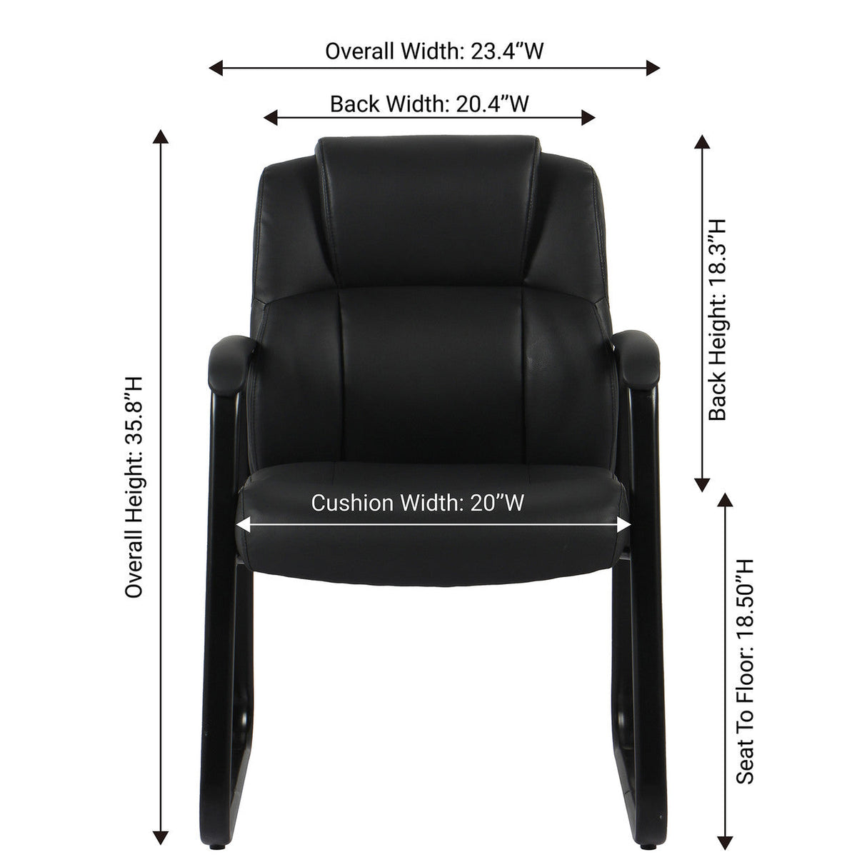 Brady Executive Guest Chair with Sled Base | OSGS4028PBK