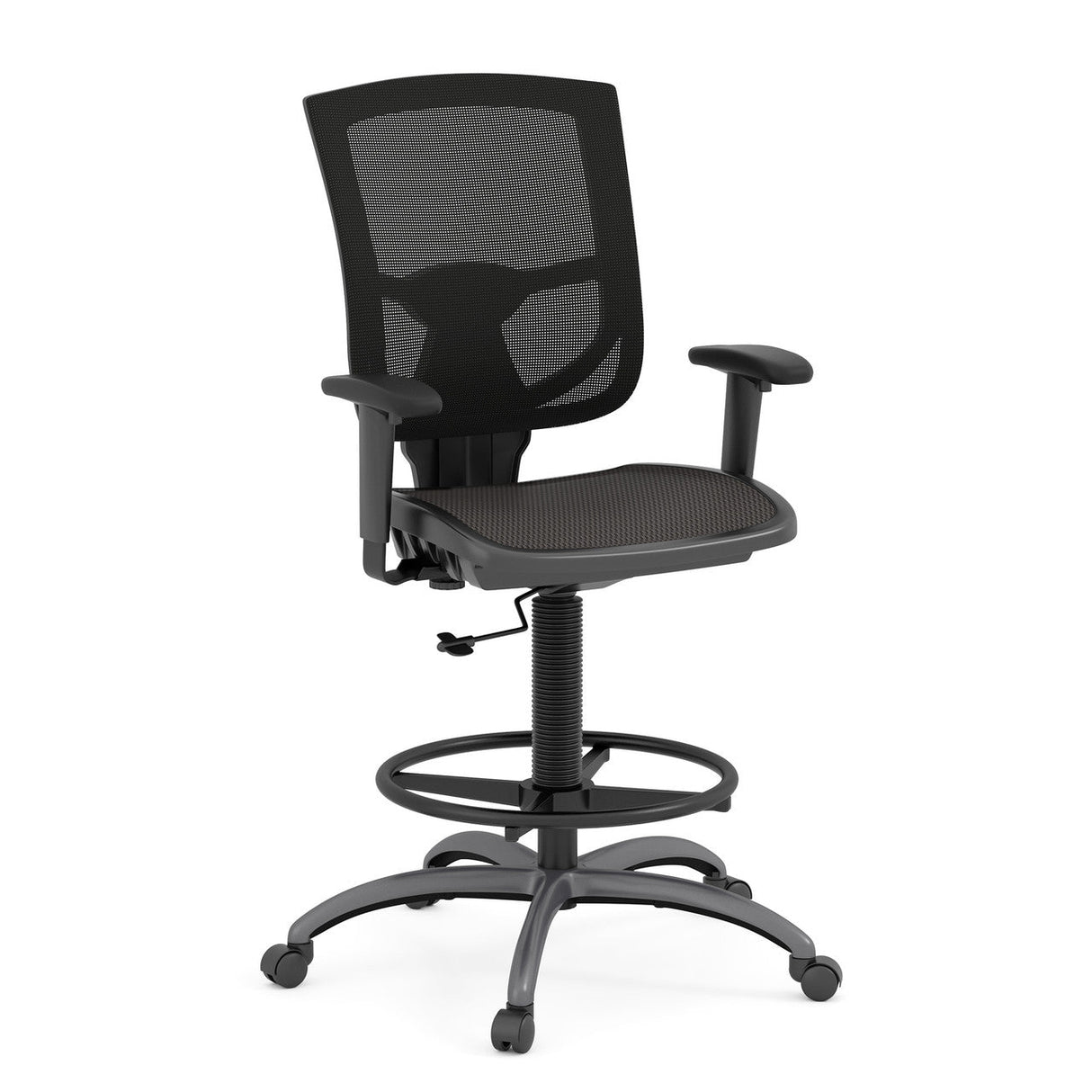 CoolMesh Pro All Mesh Task Stool with Adjustable Arms and Footring with Black Frame | 8051ANSMBK
