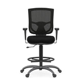 CoolMesh Pro Mesh Back Task Stool with Adjustable Arms, Upholstered Seat, Footring and Black Base | OSST7901