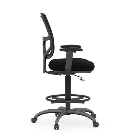 CoolMesh Pro Mesh Back Task Stool with Adjustable Arms, Upholstered Seat, Footring and Black Base | OSST7901