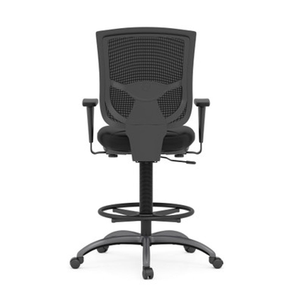 CoolMesh Pro Mesh Back Task Stool with Adjustable Arms, Upholstered Seat, Footring and Black Base | OSST7901