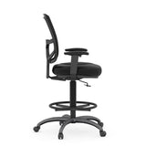 CoolMesh Pro Mesh Back Task Stool with Adjustable Arms, Upholstered Seat, Footring and Black Base | OSST7901