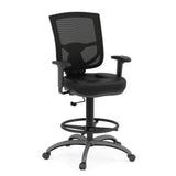 CoolMesh Pro Mesh Back Task Stool with Adjustable Arms, Upholstered Seat, Footring and Black Base | OSST7901