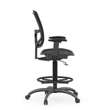CoolMesh Pro Mesh Back Task Stool with Adjustable Arms, Upholstered Seat, Footring and Black Base | OSST7901