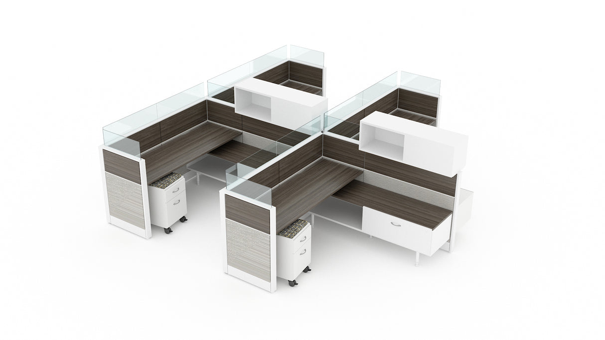 Evolve 4 Person 30" H 6'x6' Workstation Typical | EV506W-Sidebar