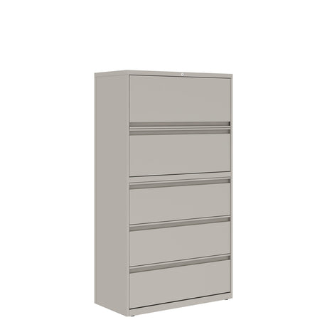 Prime™ 65.6"H Five Drawer Lateral File Cabinet, 36"W x 18"D - One Receding, Four Fixed Front | GULF50P1836P