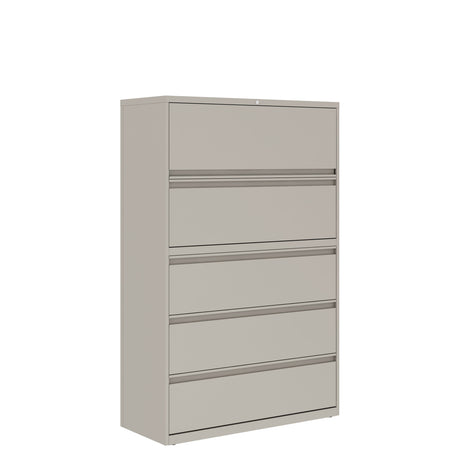 Prime™ 65.6"H Five Drawer Lateral File Cabinet, Posting Shelf, 42"W x 18"D - One Receding, Four Fixed Front | GULF51P1842P