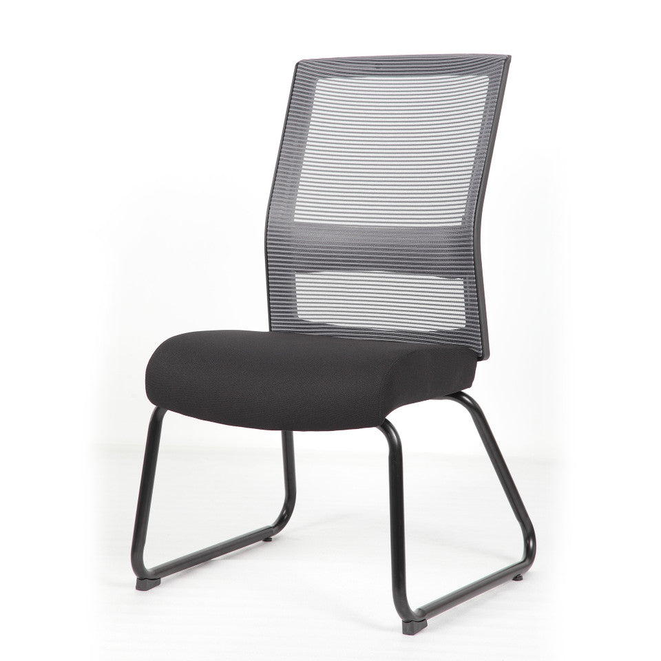 Interchangeable Mesh Back Armless Guest Chair with Sled Base | 6569MGFBK