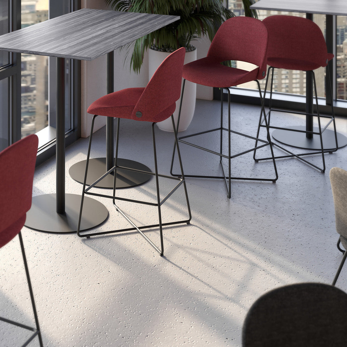 Jola Bar Height Fabric Stool with Black Metal Base - Set of 2 | OSST7001CN