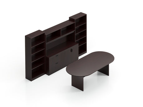 95" Conference Table with Storage Wall and Bookcases | Layout SL-29