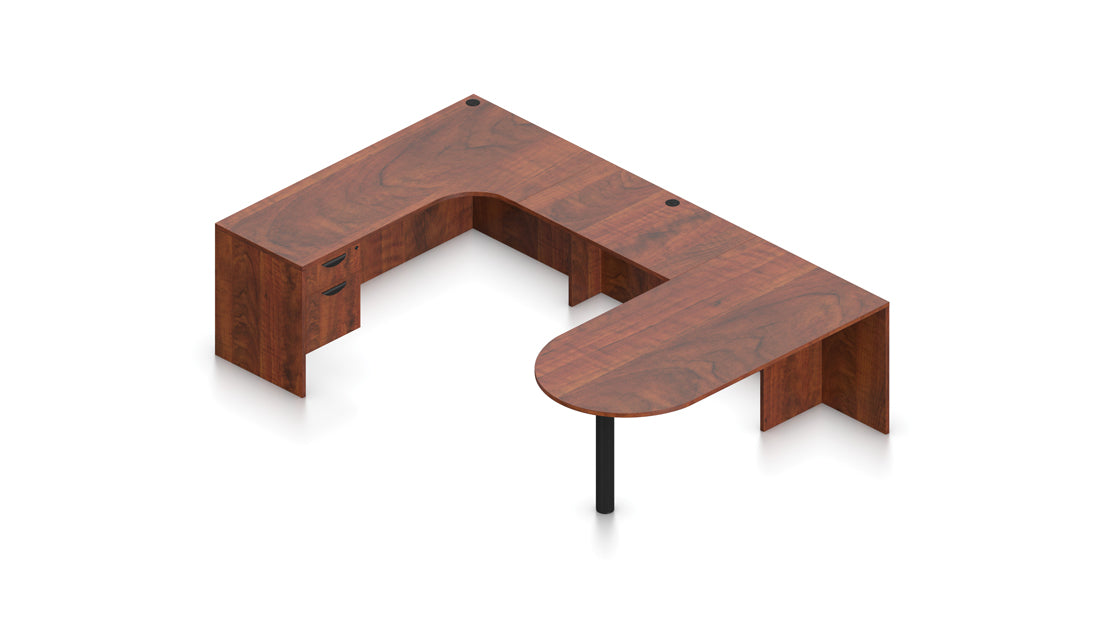 71" Credenza with Island Return and Flush Bridge | Layout SL-18