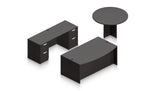 71" Desk with Round Meeting Table, Credenza, and Pedestals | Layout SL-20
