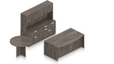 71" U-Desk with Hutch, Lateral File, and Round Table | Layout SL-21