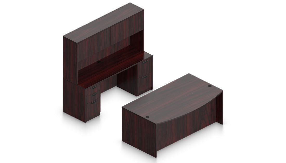 71" U-Desk with Hutch, Dual Pedestals, and Laminate Doors | Layout SL-22
