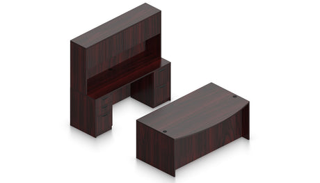 71" U-Desk with Hutch, Dual Pedestals, and Laminate Doors | Layout SL-22