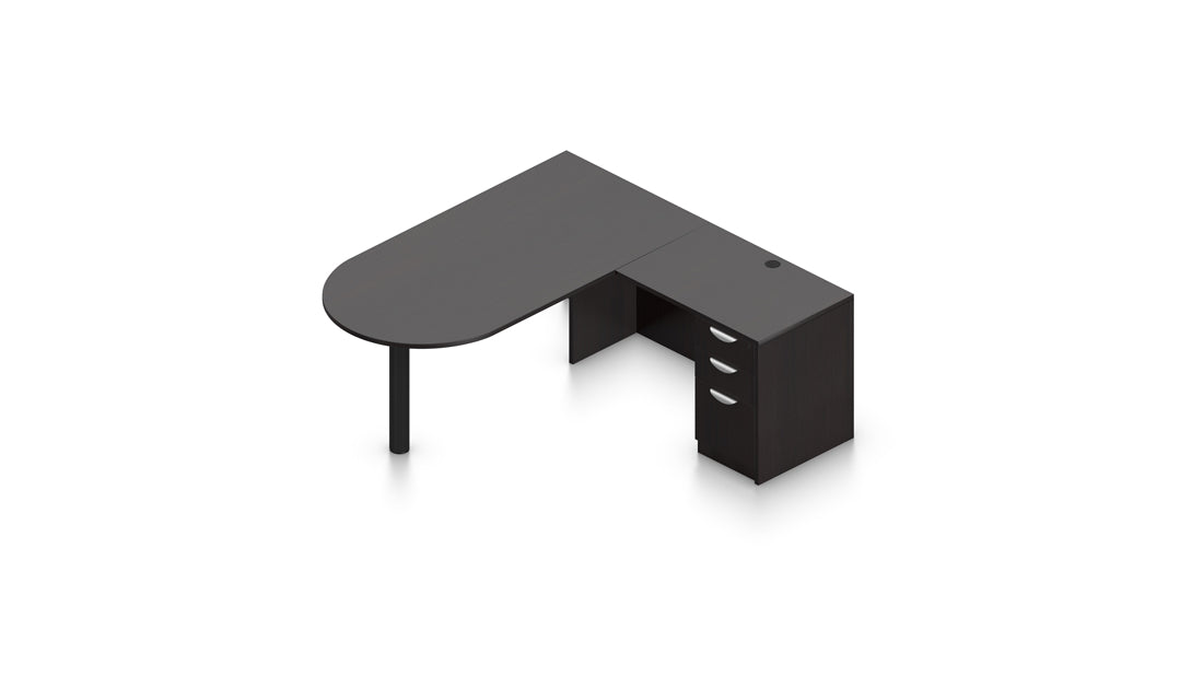 71" Desk with Island Return and Box/File Pedestal | Layout SL-24