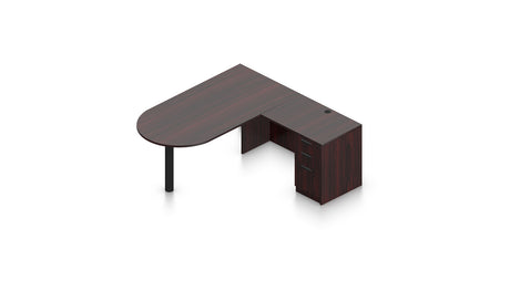 71" Desk with Island Return and Box/File Pedestal | Layout SL-24