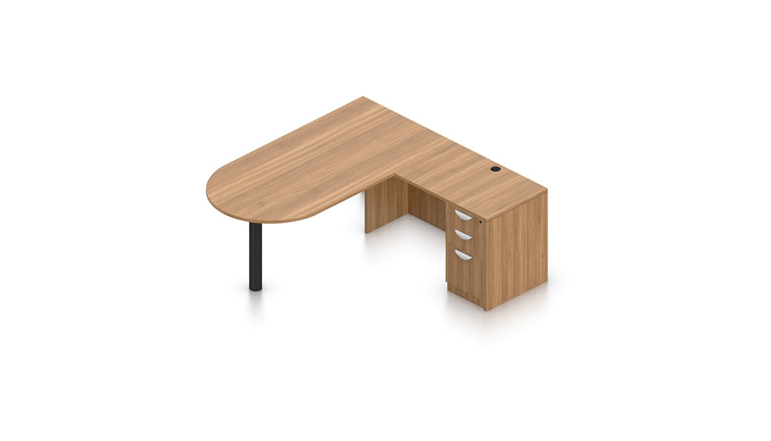 71" Desk with Island Return and Box/File Pedestal | Layout SL-24