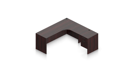 71" Credenza with Corner Extension and Hanging Pedestal | Layout SL-26
