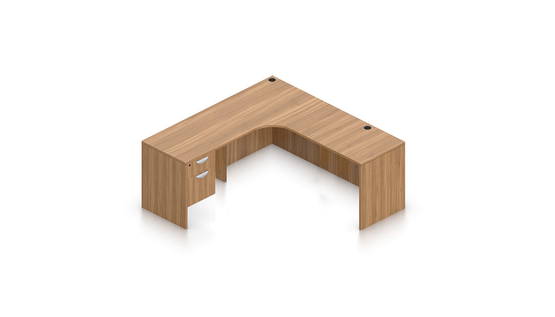 71" Credenza with Corner Extension and Hanging Pedestal | Layout SL-26