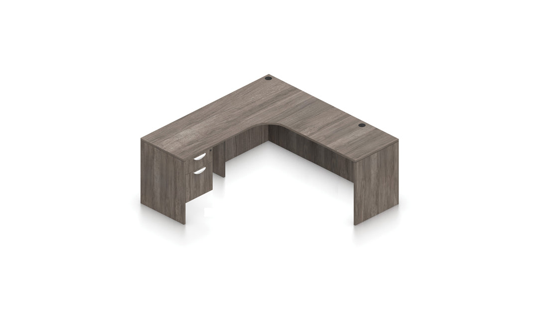 71" Credenza with Corner Extension and Hanging Pedestal | Layout SL-26