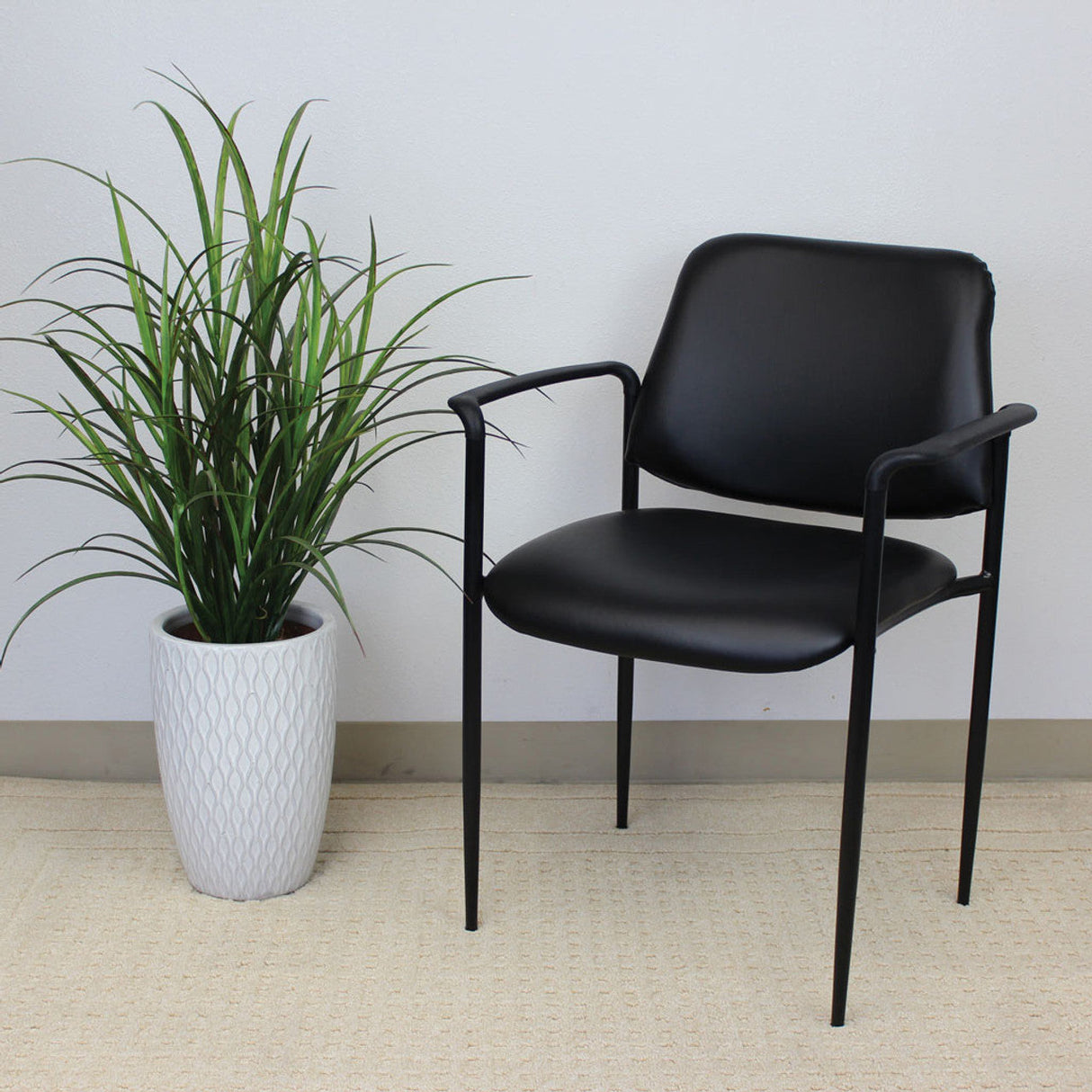 Levy Guest Stack Chair with Arms and Black Frame | 1022VBK