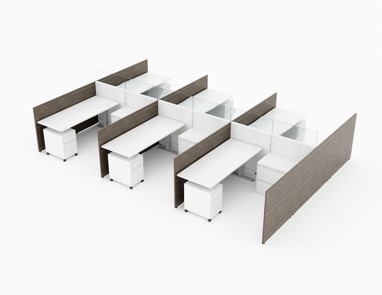 Compile 6 Person 54"H 6' x 6' Sit To Stand Workstation Typical | CMQS553