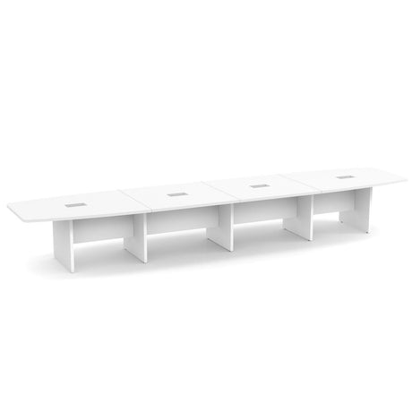OS Laminate Expandable Boat Shaped Conference Table with Slab Base - 17.9' | OSCB18