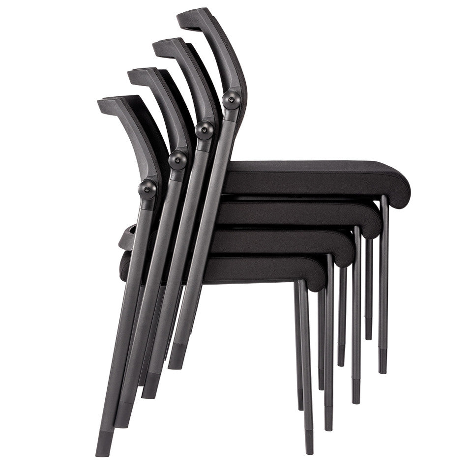 Oslo Mesh Back Armless Stacking Guest Chair with Black Frame | 606MM