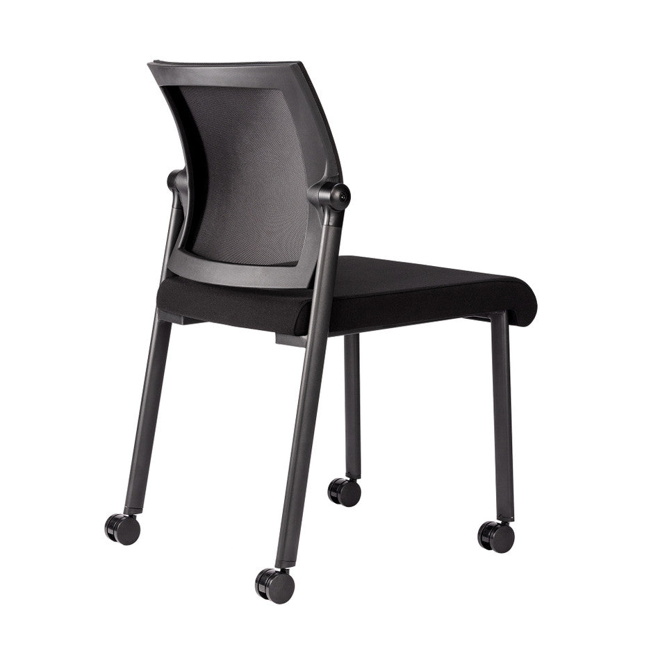 Oslo Mesh Back Armless Stacking Guest Chair with Black Frame | 606MM