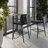 Oslo Mesh Back Stool with Arms and Black Frame | 607MMFBK