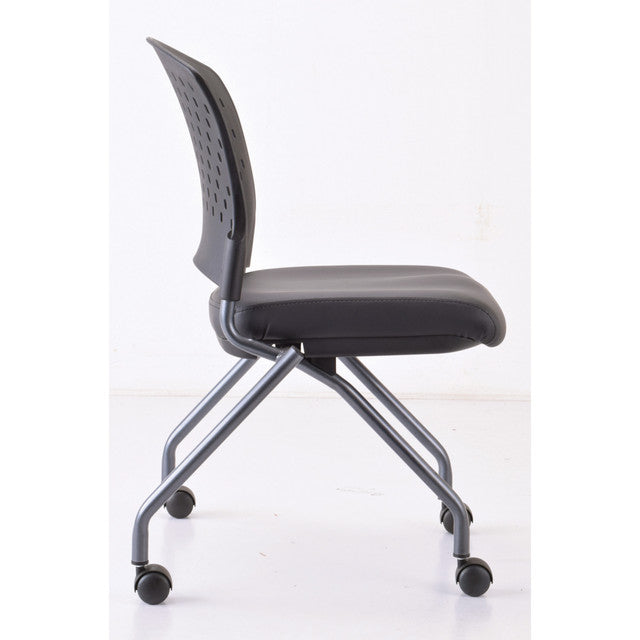 Perch Armless Nesting Chair with Casters & Titanium Frame | 3274TNSABK