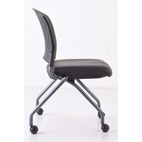 Perch Armless Nesting Chair with Casters & Titanium Frame | 3274TNSABK