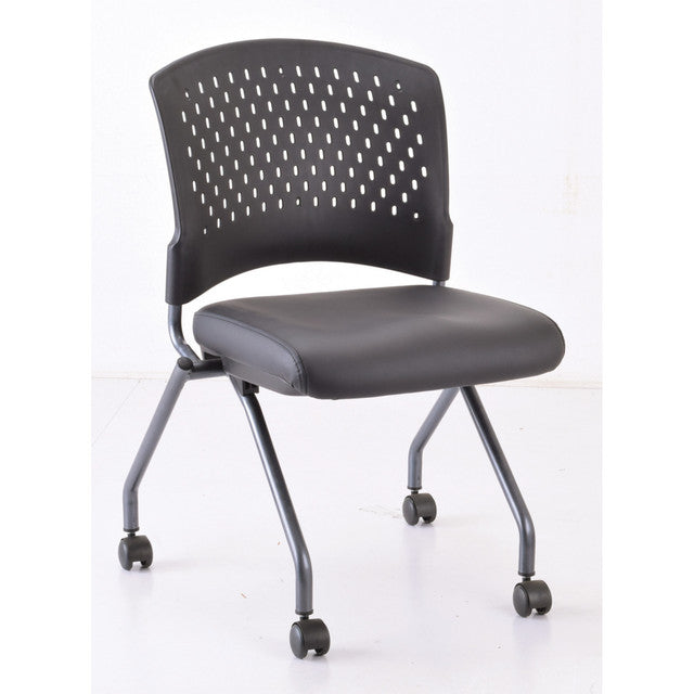 Perch Armless Nesting Chair with Casters & Titanium Frame | 3274TNSABK