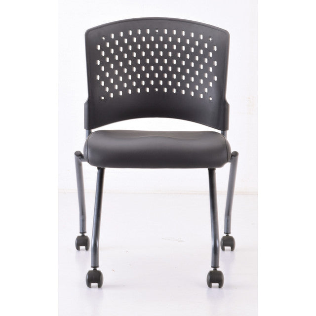 Perch Armless Nesting Chair with Casters & Titanium Frame | 3274TNSABK