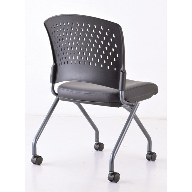 Perch Armless Nesting Chair with Casters & Titanium Frame | 3274TNSABK