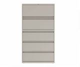 Prime™ 65.6"H Five Drawer Lateral File Cabinet, Posting Shelf, 36"W x 18"D - One Receding, Four Fixed Front | GULF51P1836P