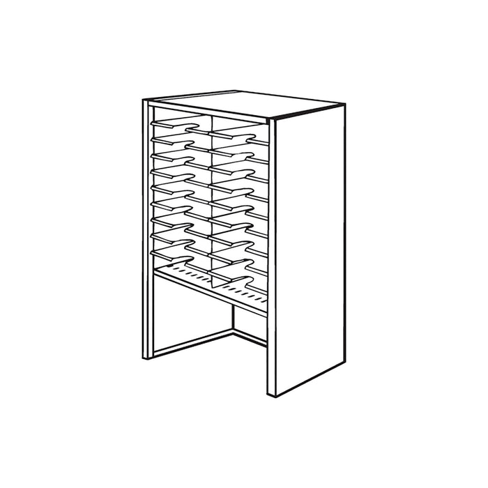 Mailflow Systems Sorter, Closed Back w/ 9" Elevation; 14 Sorting Pockets 15”D without Plexi Doors | SC2433GL