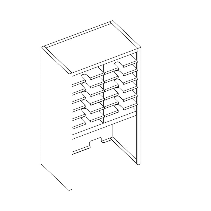 Mailflow Systems Sorter, Closed Back w/ 17" Elevation; 14 Sorting Pockets 15”D without Plexi Doors | SC2441GH