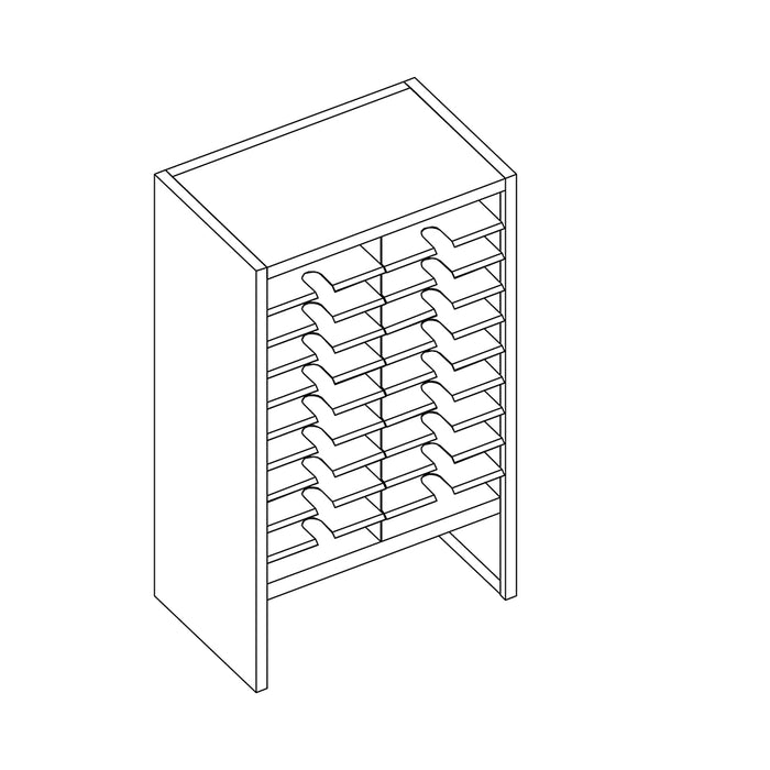 Mailflow Systems Sorter, Closed Back w/ 8" Elevation; 20 Sorting Pockets 15”D without Plexi Doors | SC2441GL