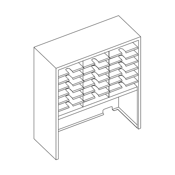 Mailflow Systems Sorter, Closed Back w/ 17" Elevation; 21 Sorting Pockets 15”D without Plexi Doors | SC3641GH