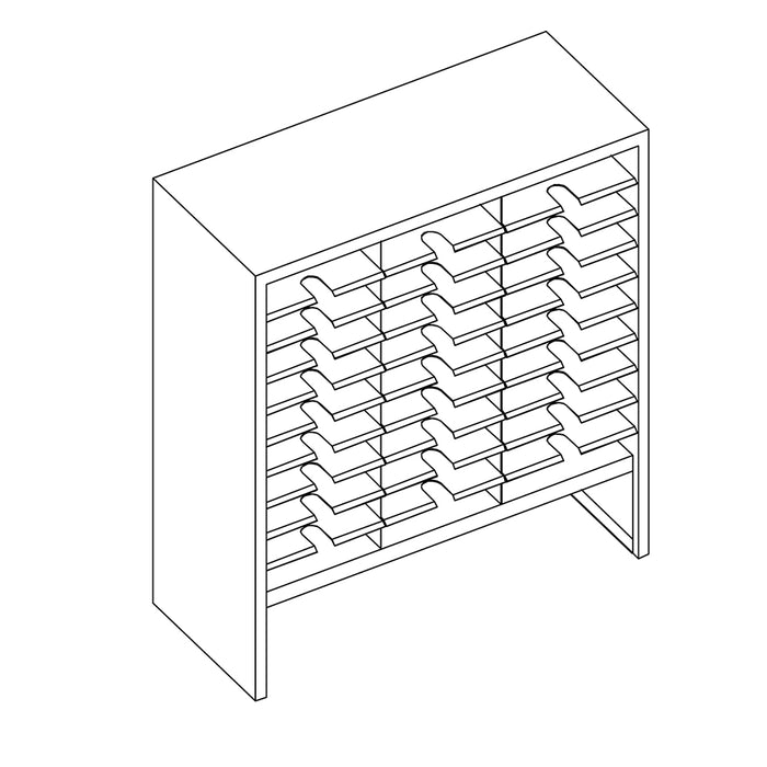 Mailflow Systems Sorter, Closed Back w/ 8" Elevation; 30 Sorting Pockets 15”D without Plexi Doors | SC3641GL