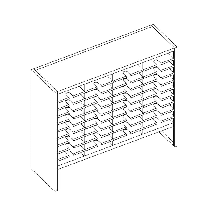 Mailflow Systems Sorter, Closed Back w/ 8" Elevation; 40 Sorting Pockets 15”D without Plexi Doors | SC4841GL