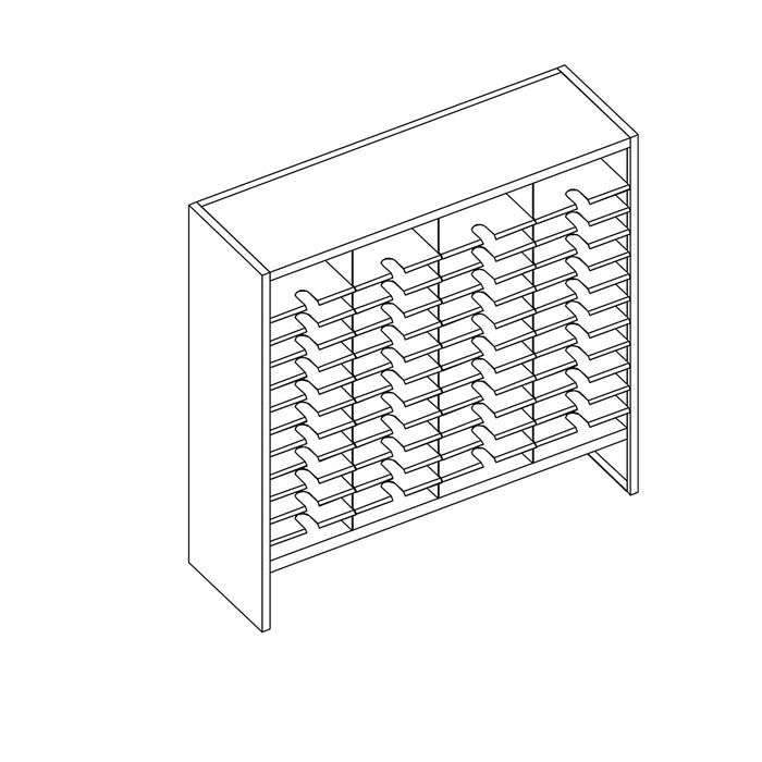Mailflow Systems Sorter, Closed Back w/ 7" Elevation; 48 Sorting Pockets 15”D without Plexi Doors | SC4848GL