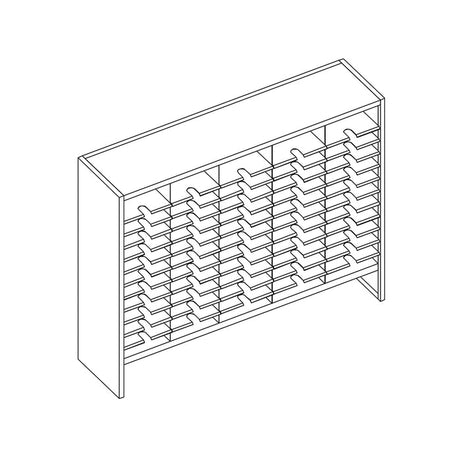 Mailflow Systems Sorter, Closed Back w/ 7" Elevation; 60 Sorting Pockets 15”D without Plexi Doors | SC6048GL
