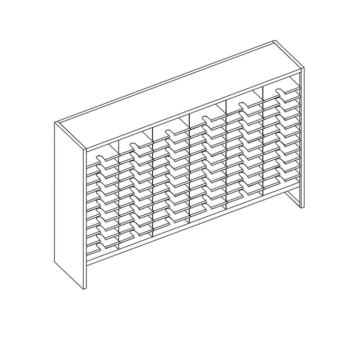 Mailflow Systems Sorter, Closed Back w/ 7" Elevation; 72 Sorting Pockets 15”D without Plexi Doors | SC7248GL