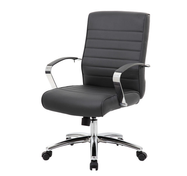 Studio Mid Back Upholstered Chair with Chrome Frame | 696V