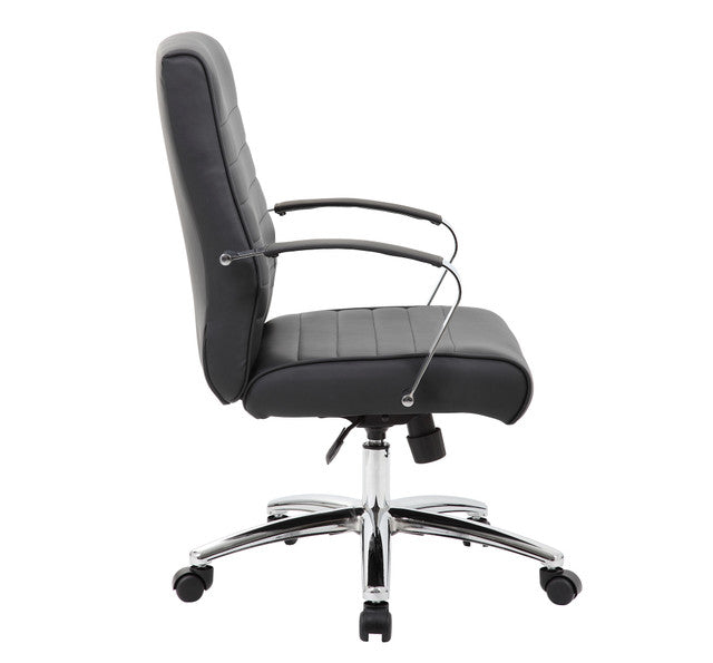 Studio Mid Back Upholstered Chair with Chrome Frame | 696V