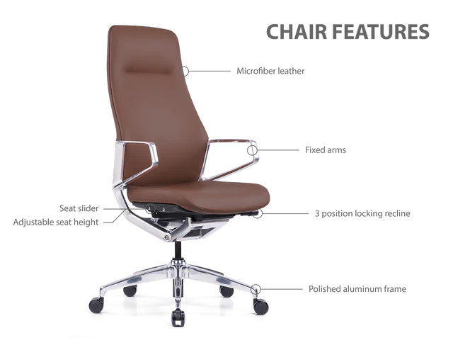 Veneto High Back Executive Chair with Polished Aluminum Frame | 300HL