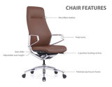 Veneto High Back Executive Chair with Polished Aluminum Frame | 300HL